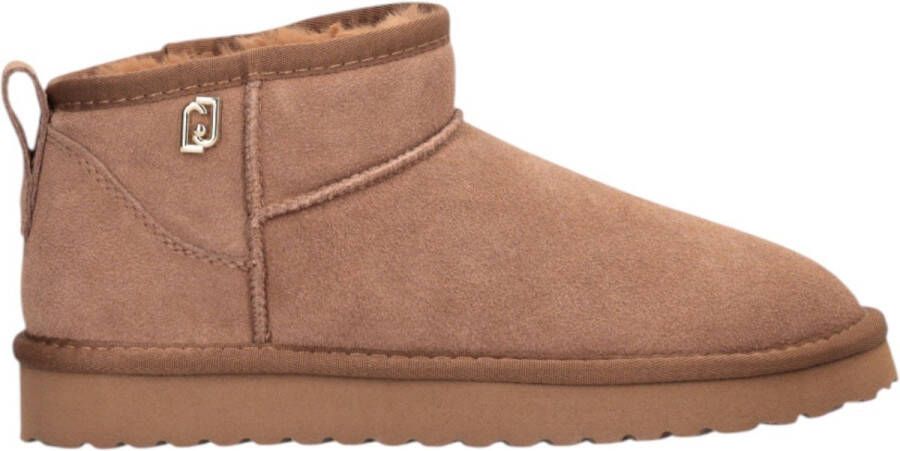 Liu Jo Beige Suède Enkellaarzen met Logo Beige Dames
