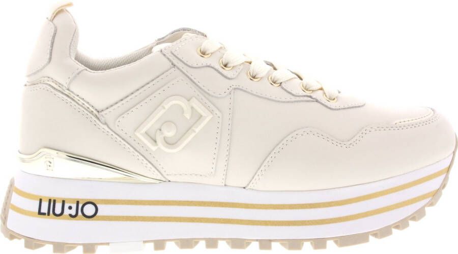 Liu Jo Witte leren sneakers met tonale logo en metallic detail Wit Dames - Foto 4