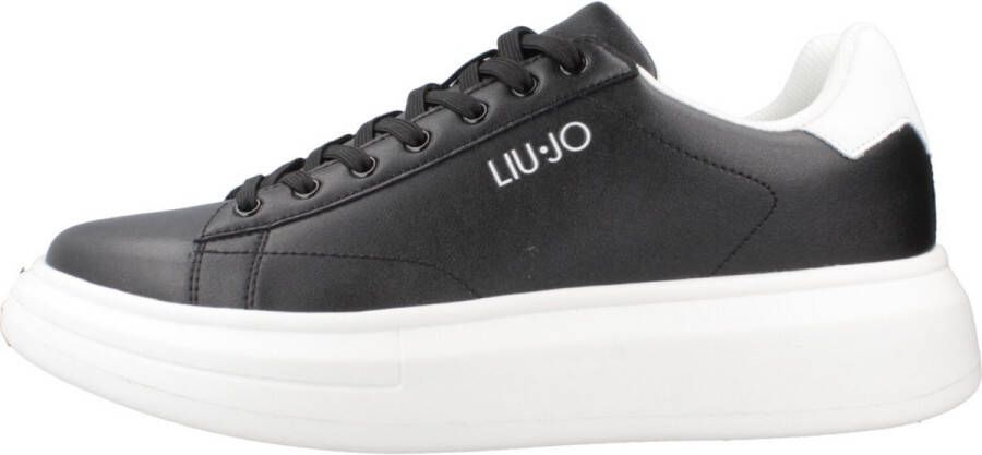 Liu Jo Zwarte Leren Sneakers met Rubberen Zool Black Heren