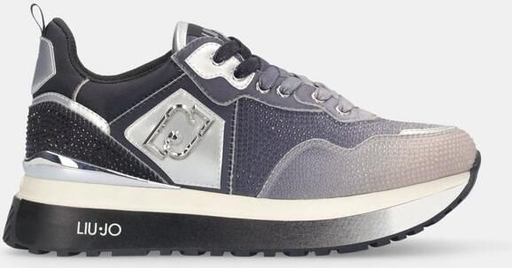 Liu Jo MAXI WONDER 01 SNEAKER SATIN STRASS BLACK WHITE