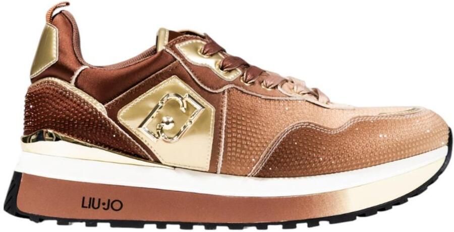 Liu Jo Rhinestone Embellished Slip-On Sneakers with Laces Wo Brown