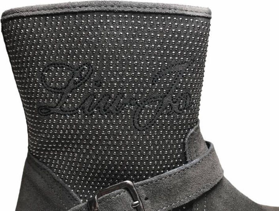 Liu Jo rits studs platte lederen korte laarzen UA20898Z antracite - Foto 3