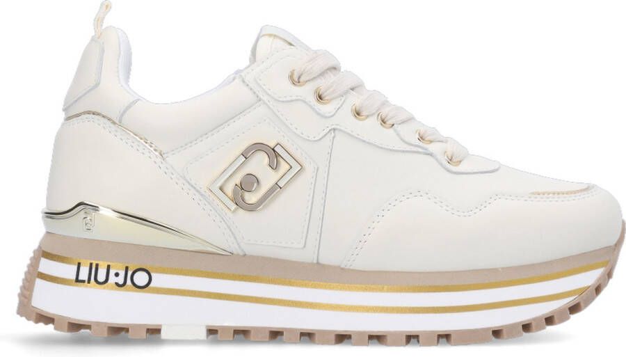 Liu Jo Witte leren sneakers met tonale logo en metallic detail Wit Dames - Foto 5