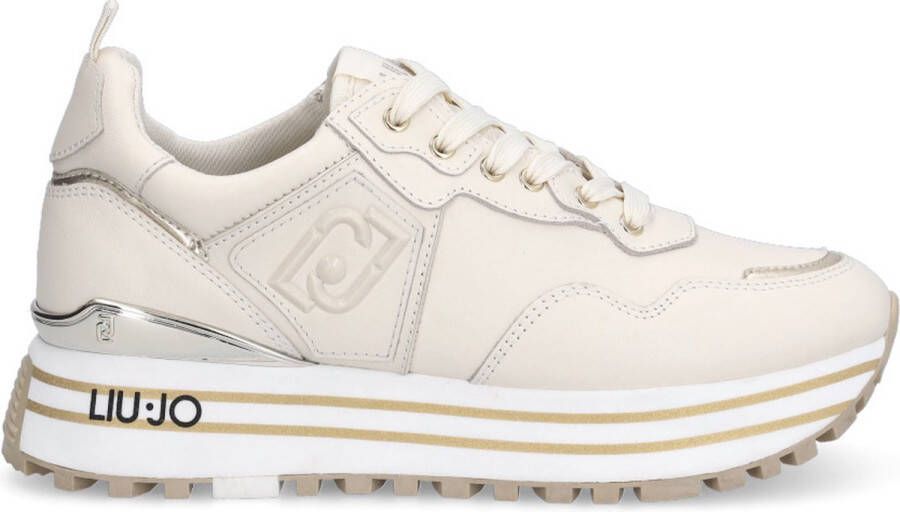 Liu Jo Witte leren sneakers met tonale logo en metallic detail Wit Dames - Foto 3