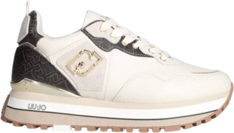 Liu Jo Maxi Wonder Sneaker 01 Tumbled Leather Conchiglia Brown Beige Heren - Foto 1