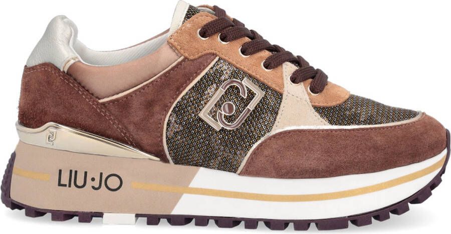 Liu Jo Maxi Wonder 20 suède sneakers bruin multi - Foto 2