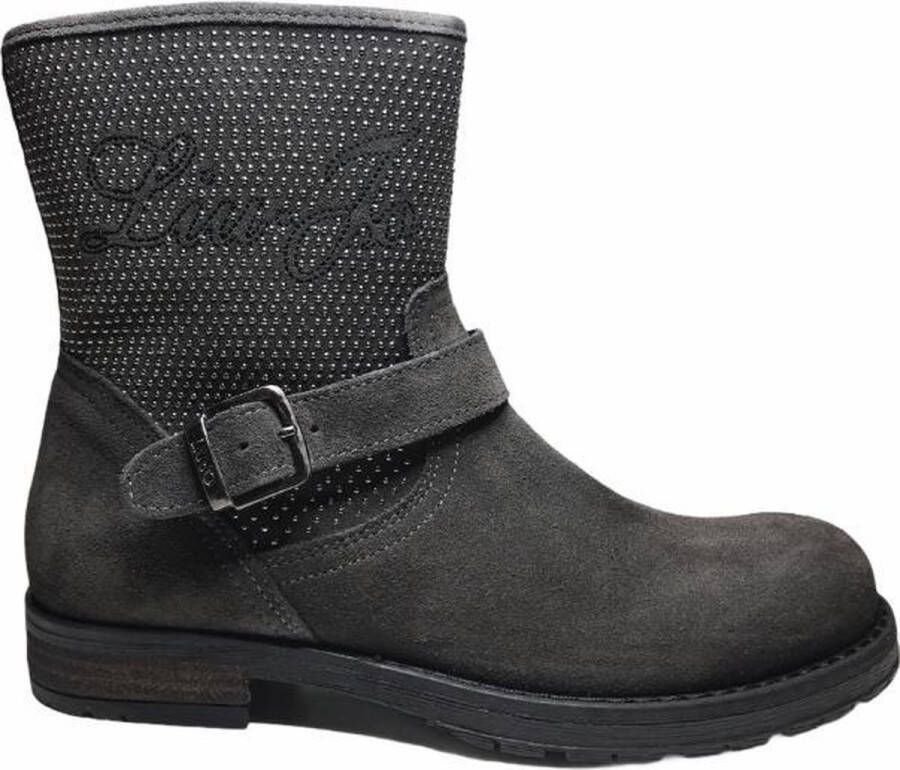 Liu Jo rits studs platte lederen korte laarzen UA20898Z antracite - Foto 7