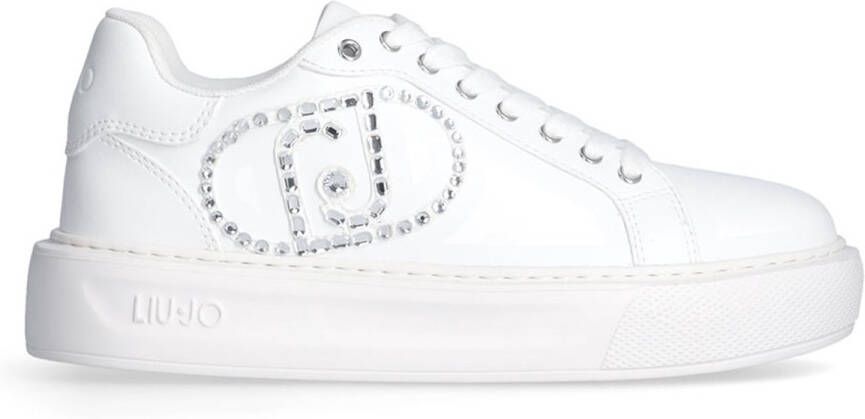 Liu Jo Witte sneakers met strass en metalen oogjes