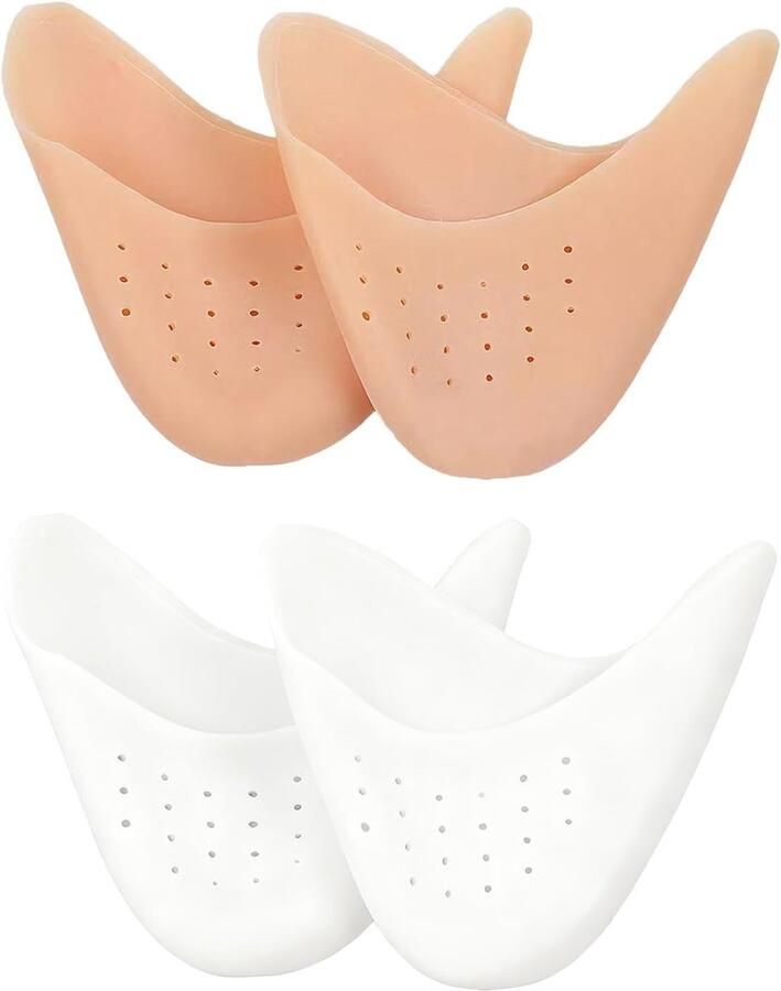 2 paar teenbeschermers siliconen gel zachte bekleding voor balletschoenen hoge hakken dansschoenen ade de teenkappen verlichting van pijn blaren wit beige