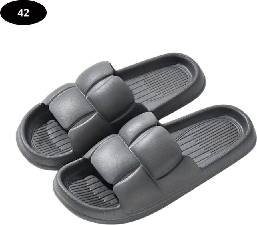 Livano Badslippers Dames Comfortabel Flip Flops Sauna Zomer Donker Grijs