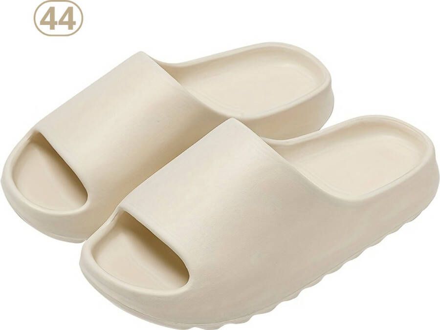 Livano Comfortabele Slippers Badslippers Teenslippers Anti-Slip Slides Flip Flops Stevig Voetbed Beige