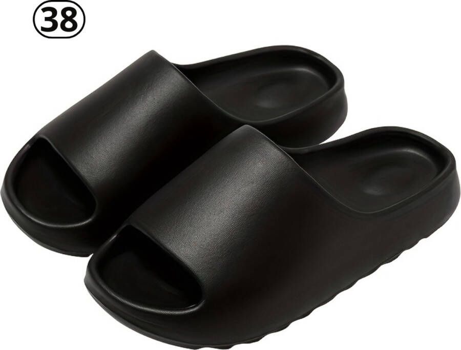 Livano Comfortabele Slippers Badslippers Teenslippers Anti-Slip Slides Flip Flops Stevig Voetbed Zwart