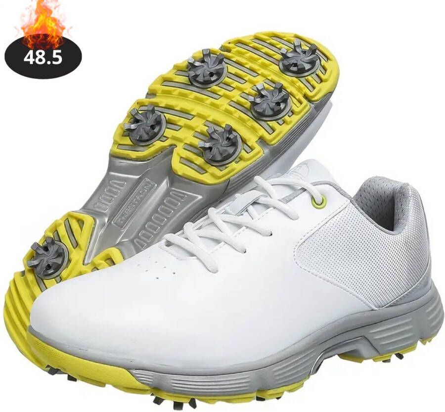 Livano Golfschoenen Heren Golfkleding Golfschoenen Antislip Waterdicht Golfen Met Spikes Grijs Groen