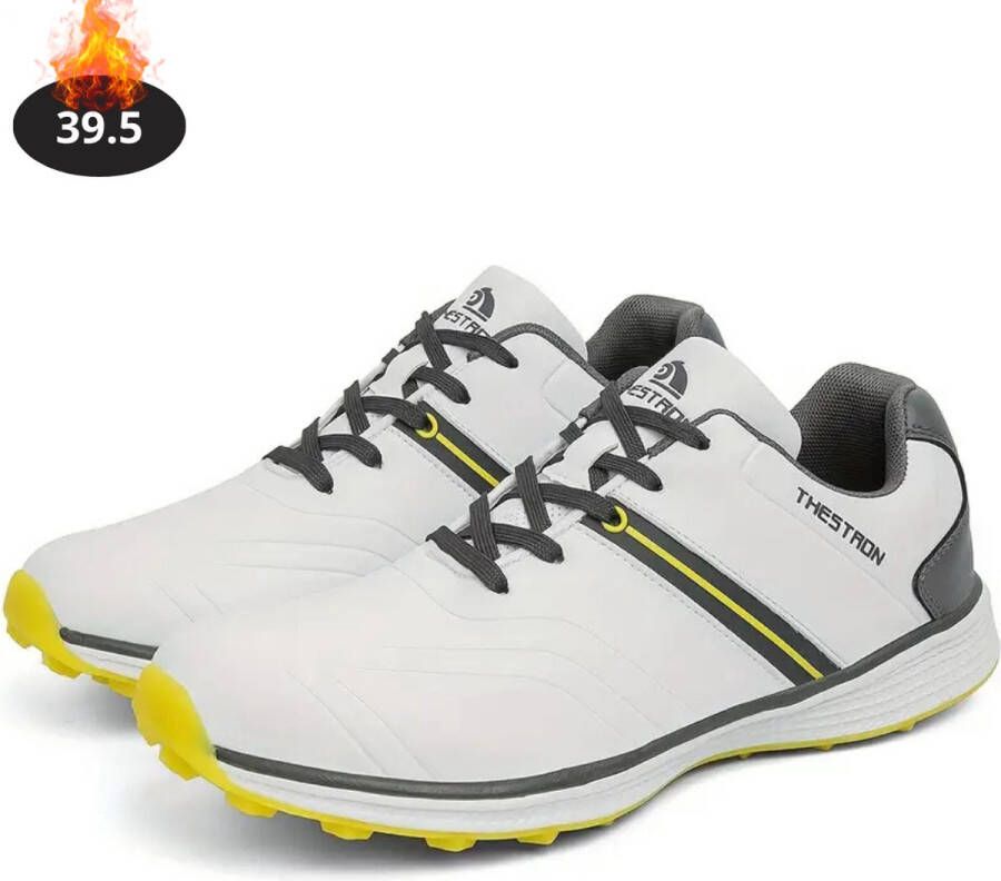 Livano Golfschoenen Heren Golfkleding Golfschoenen Antislip Waterdicht Golfen Wit Geel