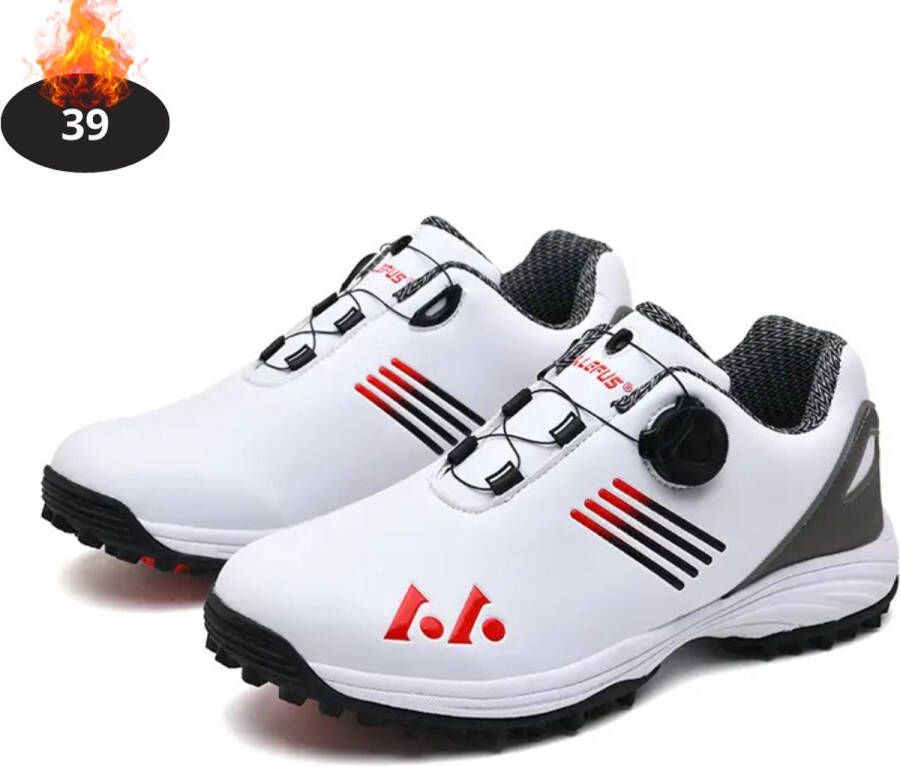 Livano Golfschoenen Heren Golfkleding Golfschoenen Antislip Waterdicht Golfen Wit Rood