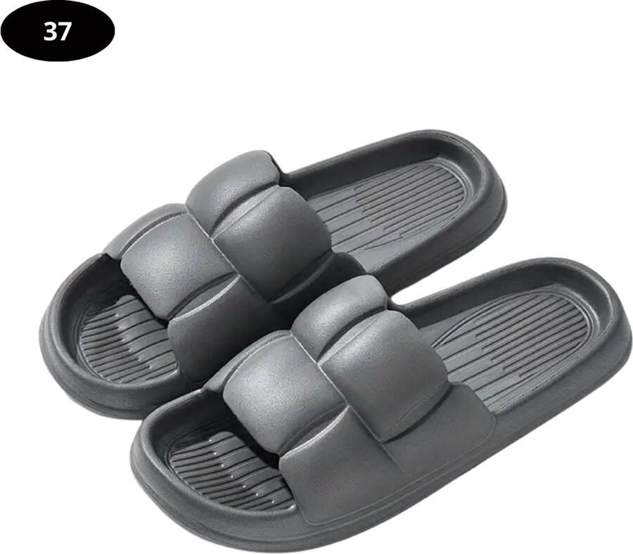 Nivard Badslippers Dames Comfortabel Flip Flops Sauna Zomer Donker Grijs