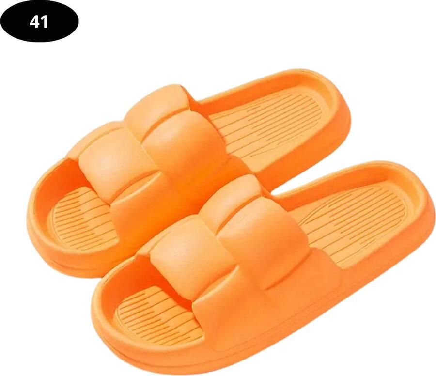 Livano Badslippers Dames Comfortabel Flip Flops Sauna Zomer Oranje