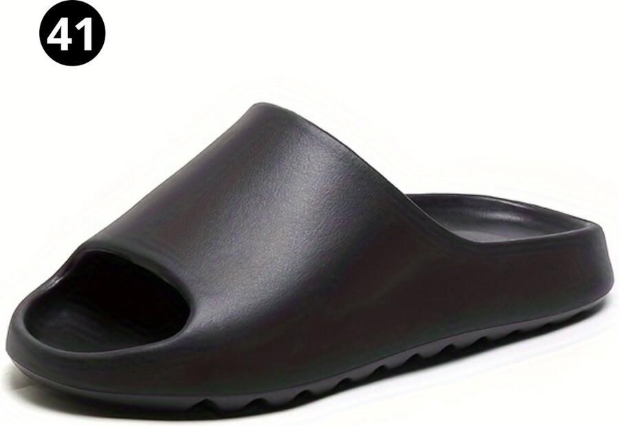 Livano Comfortabele Slippers Badslippers Teenslippers Anti-Slip Slides Flip Flops Stevig Voetbed Zwart
