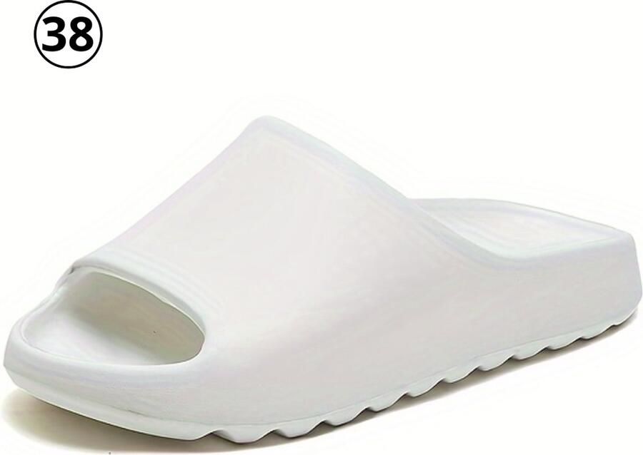 Livano Comfortabele Slippers Badslippers Teenslippers Anti-Slip Slides Flip Flops Stevig Voetbed Wit