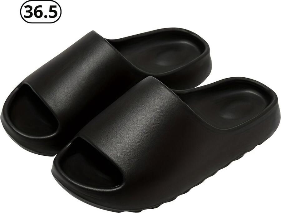 Livano Comfortabele Slippers Badslippers Teenslippers Anti-Slip Slides Flip Flops Stevig Voetbed Zwart