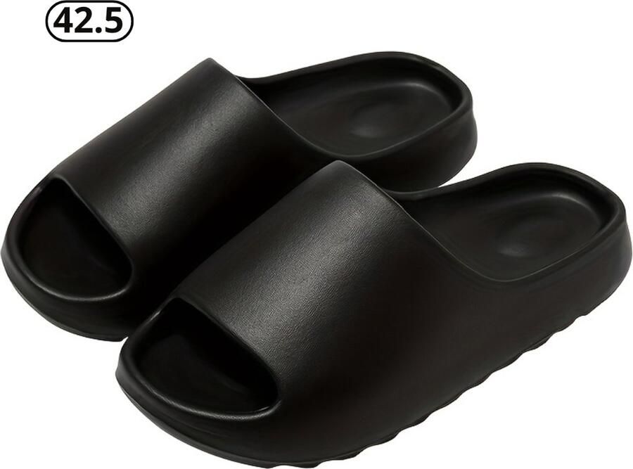 Livano Comfortabele Slippers Badslippers Teenslippers Anti-Slip Slides Flip Flops Stevig Voetbed Zwart