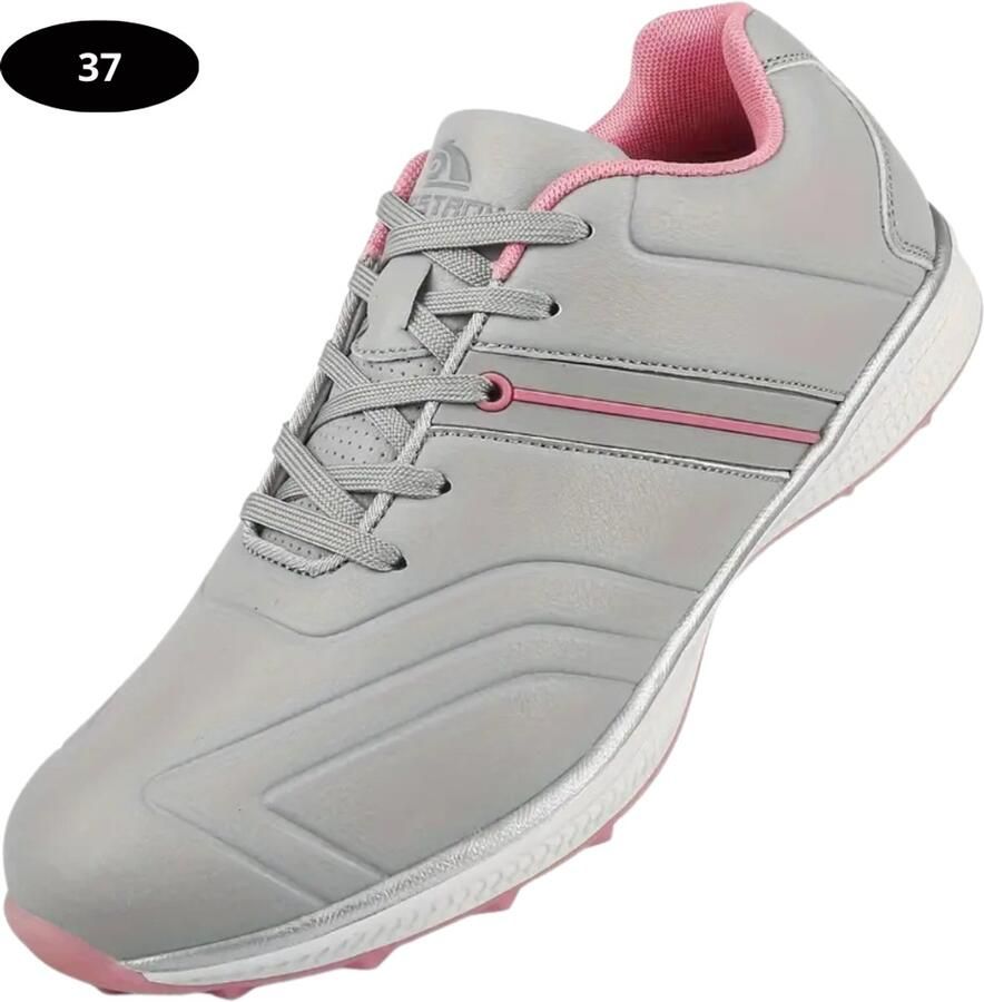 Livano Golfschoenen Dames- Sneakers Golfkleding Golfschoenen Antislip Waterdicht Golfen Grijs & Roze - Foto 1