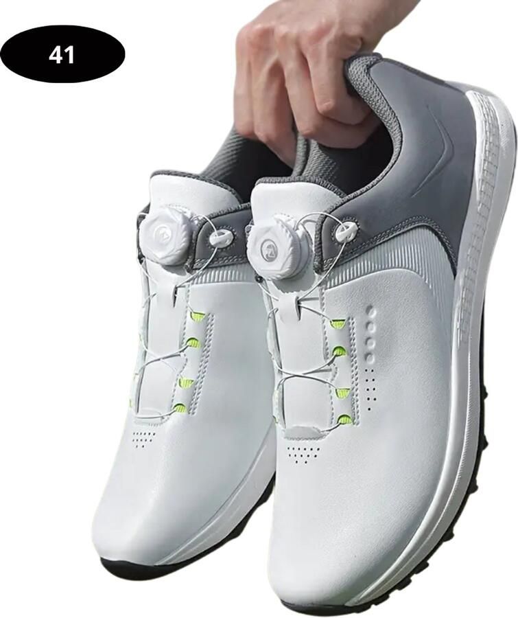 Livano Golfschoenen Heren Sneakers Golfkleding Golfschoenen Antislip Waterdicht Golfen Grijs & Wit
