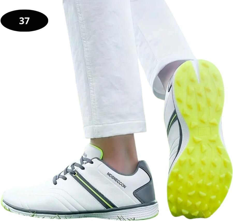 Bovista Golfschoenen Heren Sneakers Golfkleding Golfschoenen Antislip Waterdicht Golfen Wit & Geel