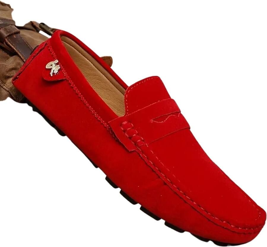 Bovista Loafers Dames Met Hak Damesschoenen Instappers Rood