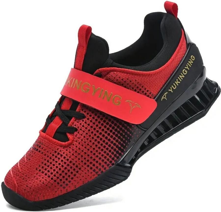 Bovista Powerlift Schoenen Powerlifter Weightlifting Squat Gewichthef Gym Schoenen Sneaker Zwart Rood