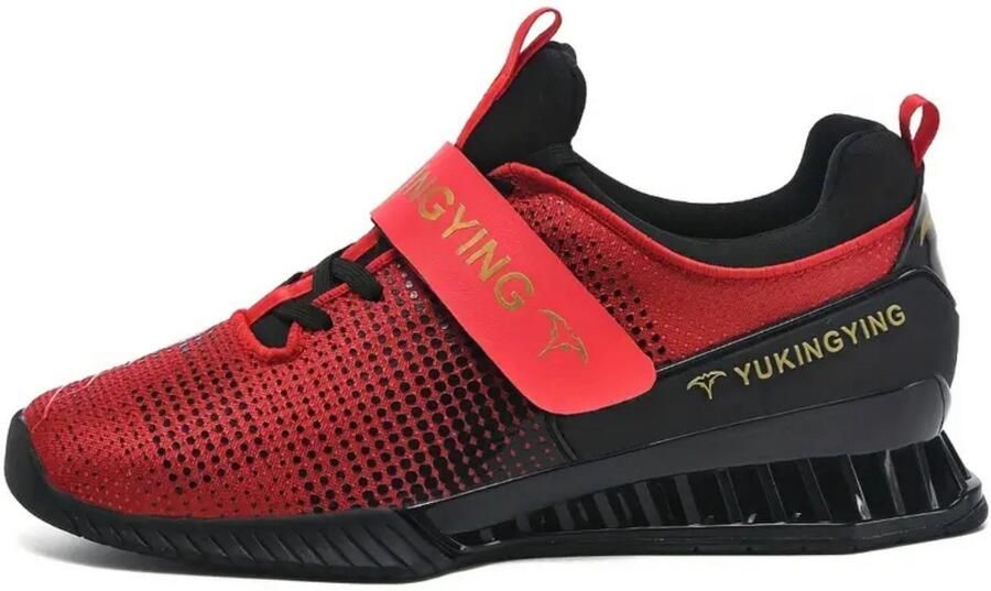 Livano Powerlift Schoenen Powerlifter Weightlifting Squat Gewichthef Gym Schoenen Sneaker Zwart Rood