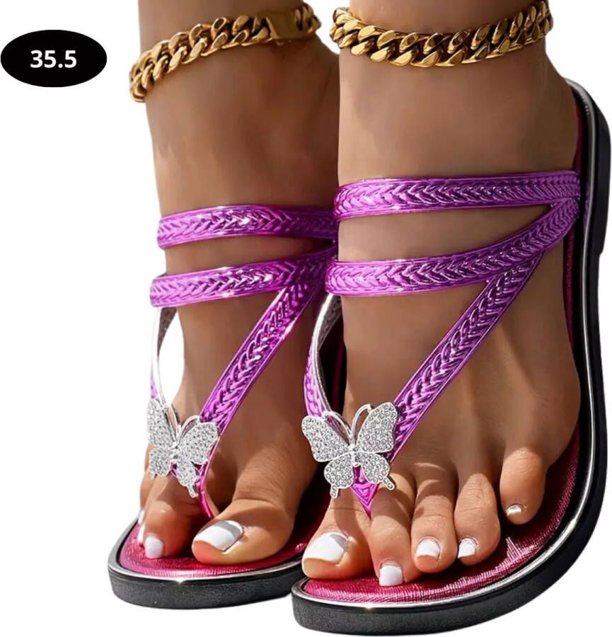 Livano Slippers Dames Teenslippers Flip Flops Comfortabel Zomer Paars