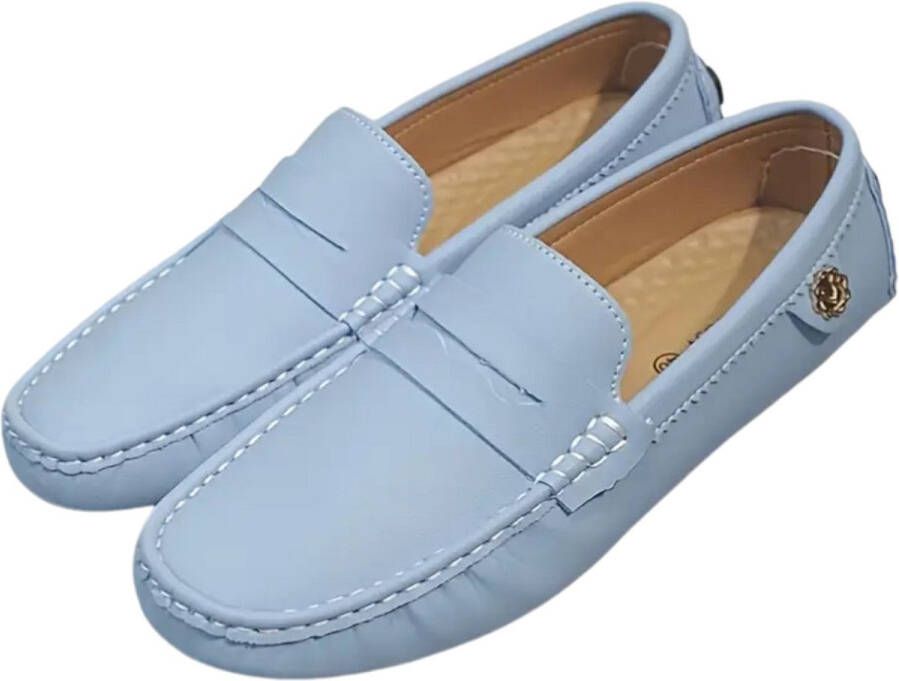 Livano Loafers Heren Met Hak Herenschoenen Instappers Hemelsblauw