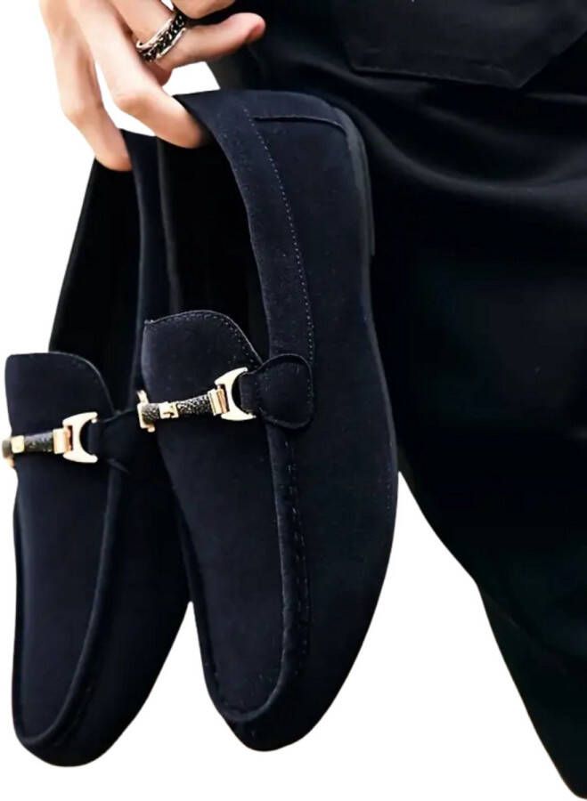 Livano Loafers Heren Met Hak Herenschoenen Instappers Koningsblauw