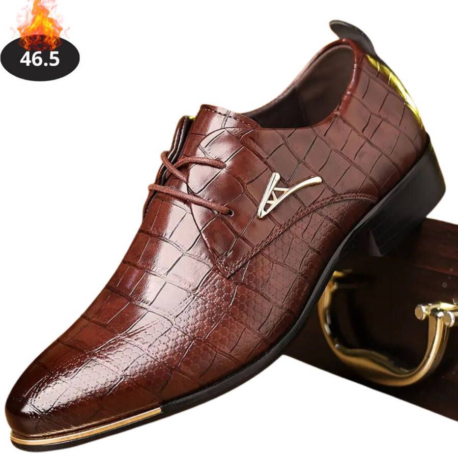 Livano Nette Schoenen Heren Business Schoenen Bruiloft Kantoorschoenen Leer Met Veters Bruin