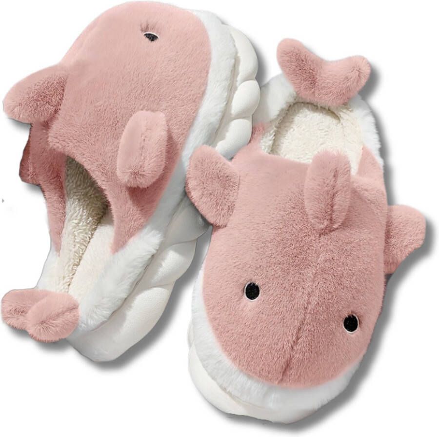 Livano Pantoffels Sloffen Slippers Warme Pantoffels Dames Heren Pluche En 37 Haai Roze