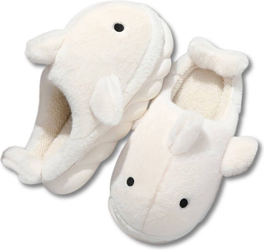 Livano Pantoffels Sloffen Slippers Warme Pantoffels Pluche en 41 Haai Wit