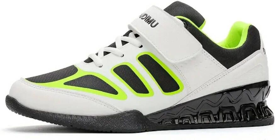 Livano Powerlift Schoenen Powerlifter Weightlifting Squat Gewichthef Gym Schoenen Sneaker Wit Geel