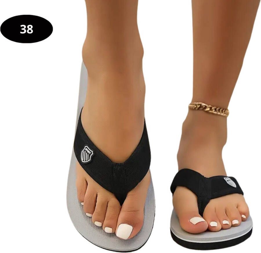 Livano Slippers Dames Teenslippers Flip Flops Comfortabel Zomer Grijs