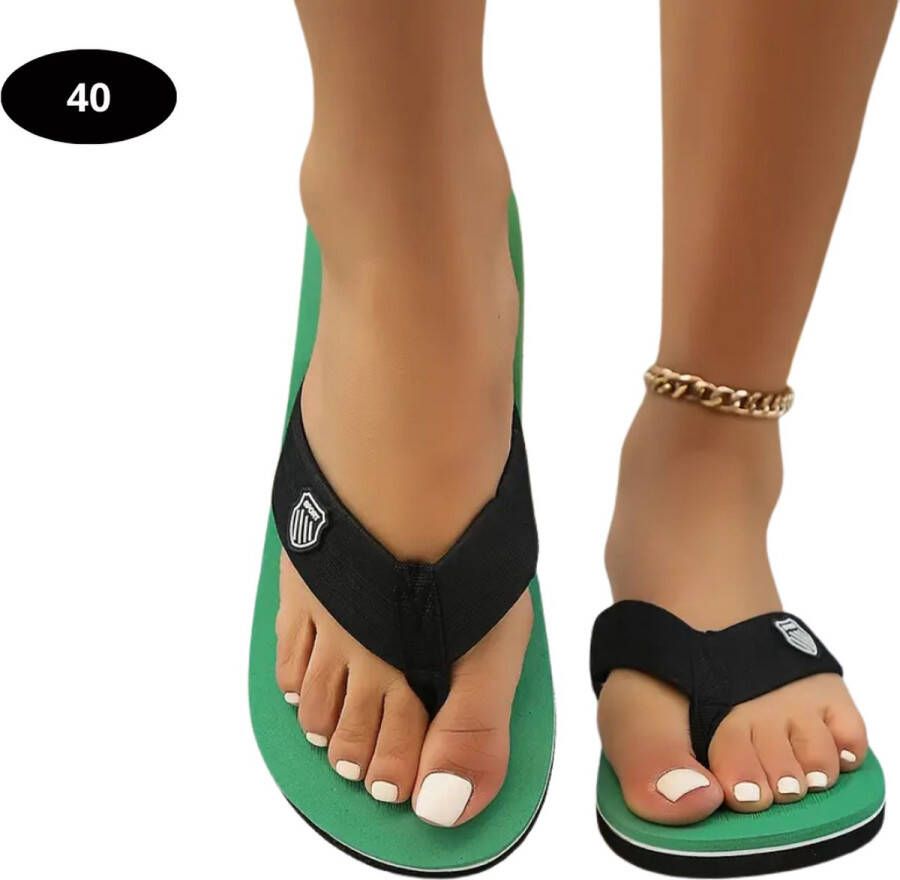 Livano Slippers Dames Teenslippers Flip Flops Comfortabel Zomer Groen