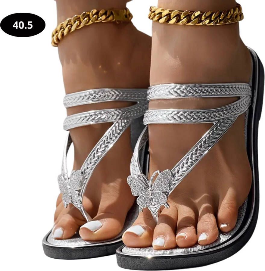 Livano Slippers Dames Teenslippers Flip Flops Comfortabel Zomer Zilver