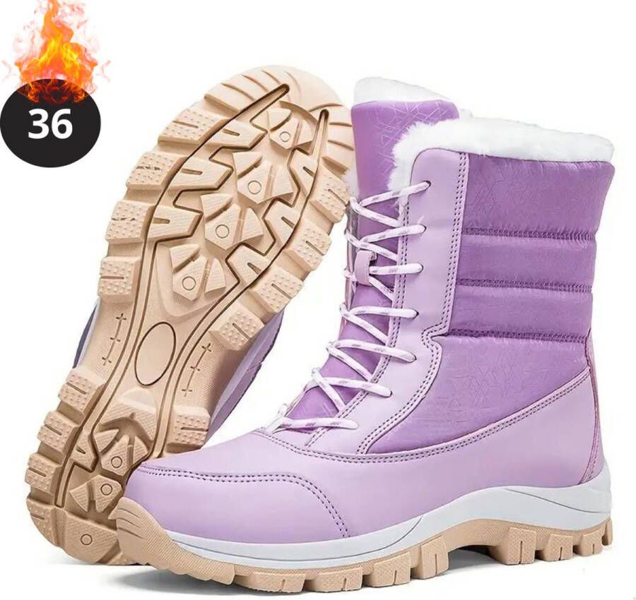 Livano Snowboots Sneeuwschoenen Sneeuwboots Dames Wintersport Ski Skischoenen Paars 36- Laarzen