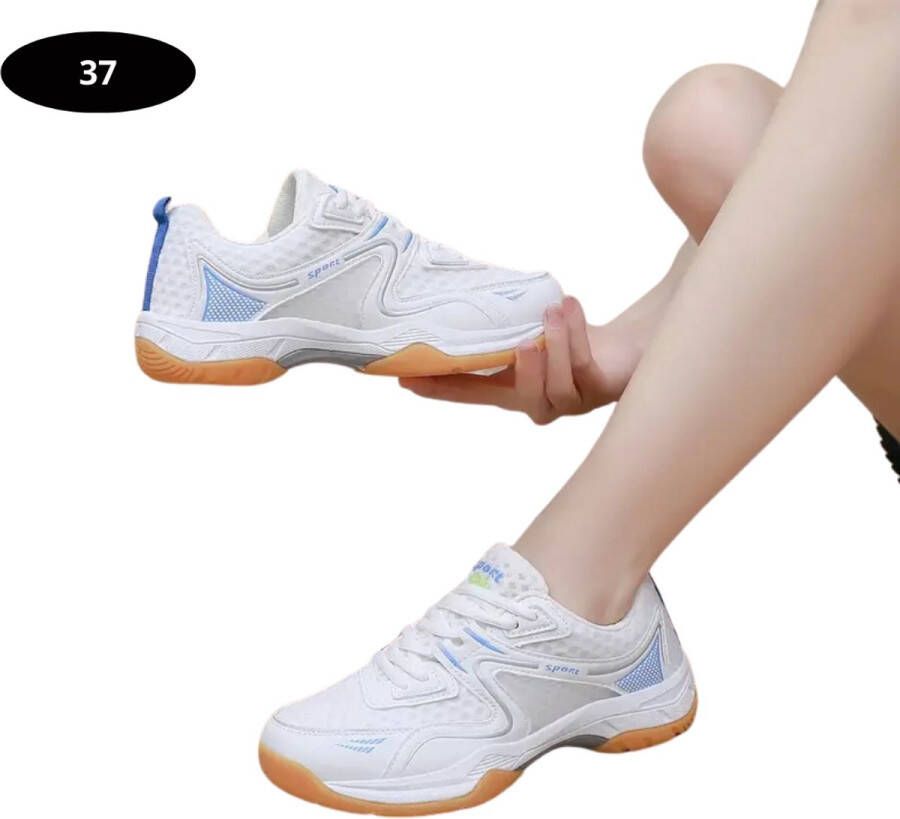 Livano Tennisschoenen Heren Dames Tenniskleding Indoor Outdoor Beige & Blauw