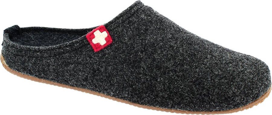 Living Kitzbühel Pantoffels Schweizer Kreuz 3886 600 Anthra Grijs Wolvilt LK38860600