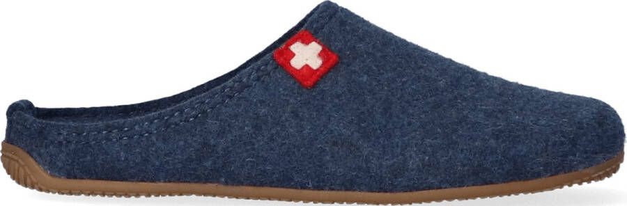 Living Kitzbühel Pantoffels Schweizer Kreuz 3886 584 Midnight Navy Blauw Wolvilt