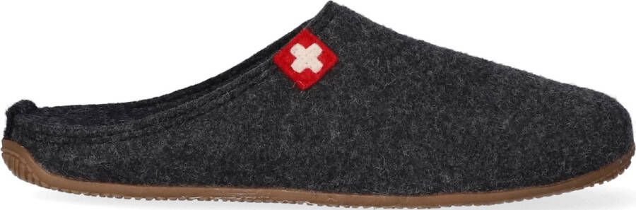 Living Kitzbühel Pantoffels Schweizer Kreuz 3886 600 Anthra Grijs Wolvilt