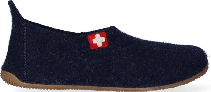 Living Kitzbühel Pantoffels Schweizer Kreuz 4048 590 Nachtblau Blauw Wolvilt LK40480590