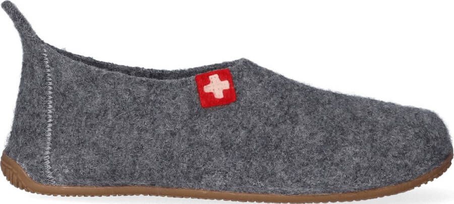 Living Kitzbühel Pantoffels Schweizer Kreuz 4048 610 Grau Grijs Wolvilt