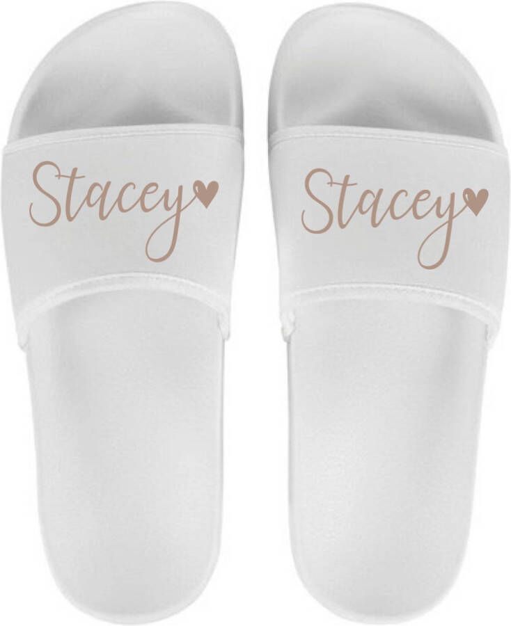 Livingstickers Slippers voor hem en haar Persoonlijke slippers met naam Camping slippers Wit