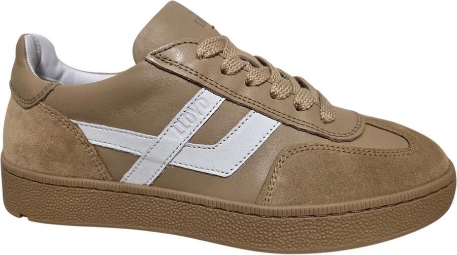 Lloyd Akari Brava Sneakers Beige Wit Leer en Suede Dames Beige